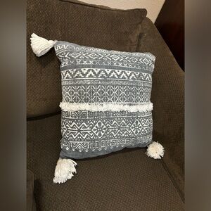 Cotton Fringed Throw Pillow 18x18”